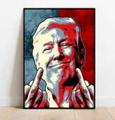 Double Down | Trump Middle Finger Pop Art Wall Print - Print